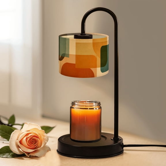 Candle Warmer Lamp with Timer Dimmer Abstract Retro Shapes Soft Curves Earthy Tones Mid Candle Lamp Warmer for Jar Candle with 4 Bulbs Gifts for Women House Warming Gifts