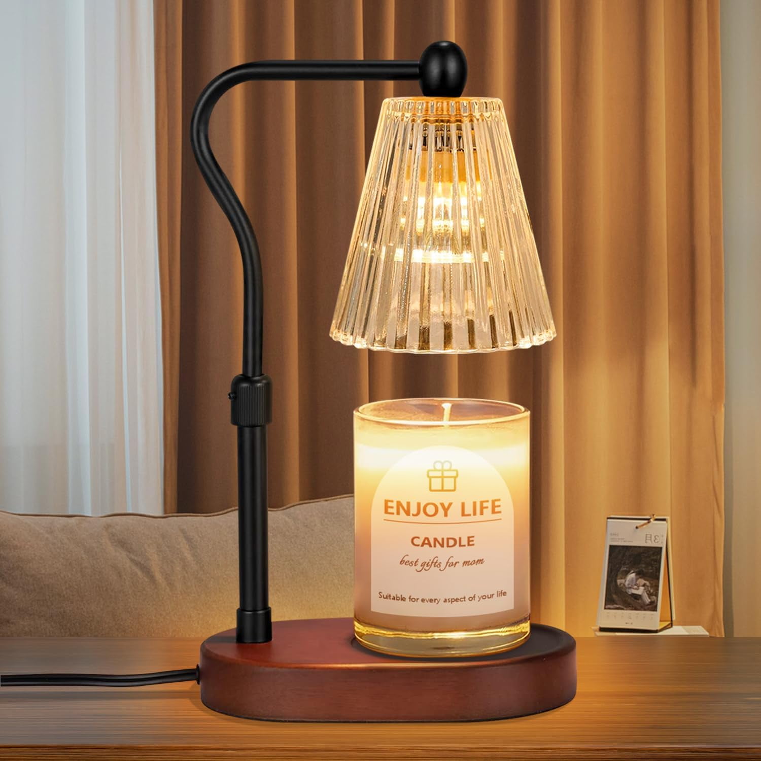 Dimmable Candle Warmer Lamp With Timer - Electric Wax Melt Warmer For Jar Candles, Adjustable Height, Safe Flameless