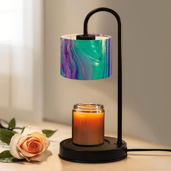 Candle Warmer Lamp with Timer Dimmer Blue green teal pink purple abstract art Candle Lamp Warmer for Jar Candle with 4 Bulbs Gifts for Women House Warming Gifts