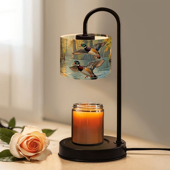 Candle Warmer Lamp with Timer Dimmer Duck Taking Flight Forest Wetland Autumn Trees Reflective Candle Lamp Warmer for Jar Candle with 4 Bulbs Birthday Gifts for Women House Warming Gifts