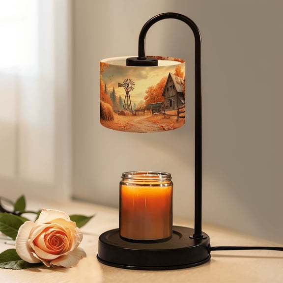 Candle Warmer Lamp with Timer Dimmer Farmhouse Rustic Old Barn Country Sunset Landscape Modern Barn Candle Lamp Warmer for Jar Candle with 4 Bulbs Gifts for Women House Warming Gifts