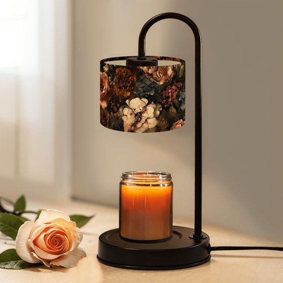 Candle Warmer Lamp with Timer Dimmer Gothic Elegant Floral Arrangement Warm Tones Orange Pink Blue Flowers Candle Lamp Warmer for Jar Candle with 4 Bulbs Gifts for Women House Warming Gifts