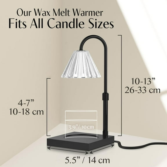 Candle Warmer Lamp with Timer and Dimmer & Includes 2 Bulbs, Electric Wax Candle Lamp Warmer for Jar Candles, Home Decor Aesthetic, and House Warming Gifts - Black Glass