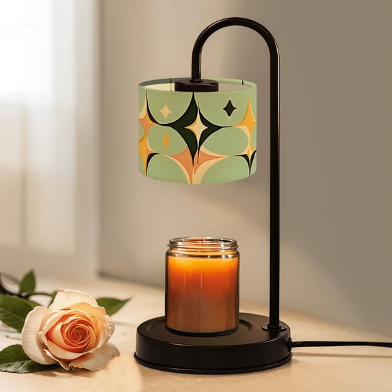 Candle Warmer Lamp with Timer Dimmer Mid Century Vintage 1950s Modern Retro Geometric Lattice Star Motifs Candle Lamp Warmer for Jar Candle with 4 Bulbs Gifts for Women House Warming Gifts