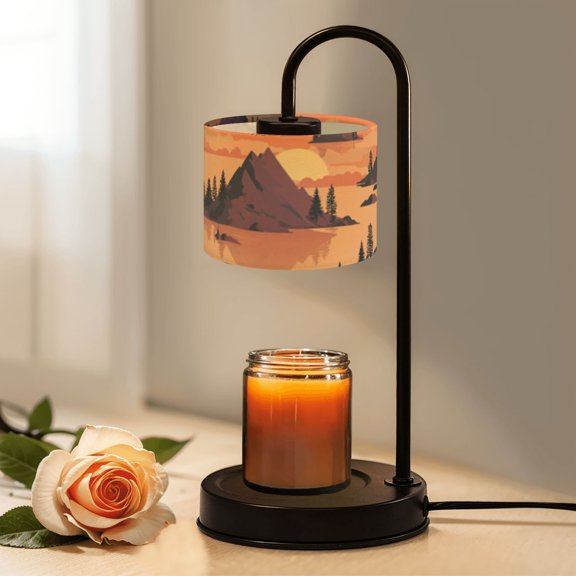Candle Warmer Lamp with Timer Dimmer Mountain Landscape Sunset Serene Calm Waters Reflection Candle Lamp Warmer for Jar Candle with 4 Bulbs Gifts for Women House Warming Gifts