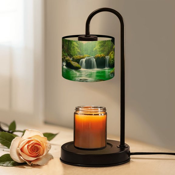 Candle Warmer Lamp with Timer Dimmer Mystical Green Waterfall Cave Flowing Streams Mossy Candle Lamp Warmer for Jar Candle with 4 Bulbs Gifts for Women House Warming Gifts