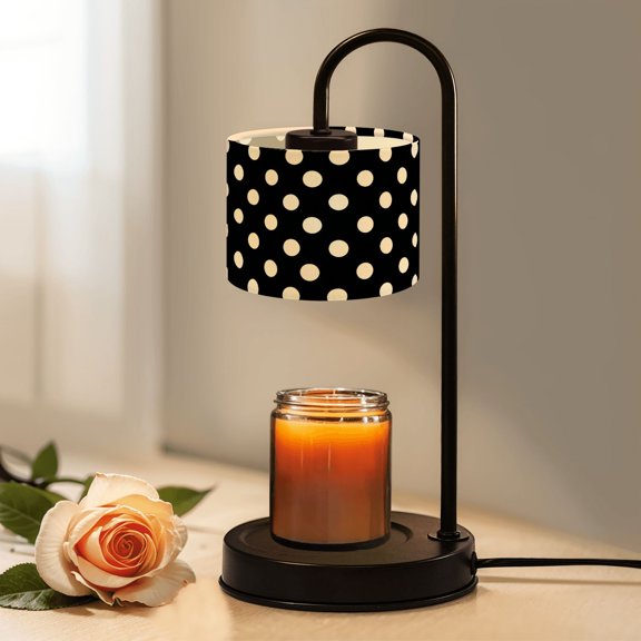 Candle Warmer Lamp with Timer Dimmer Seamless Circles ornament Dots Polka dot Black Candle Lamp Warmer for Jar Candle with 4 Bulbs Gifts for Women House Warming Gifts