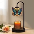 thumbnail image 1 of Candle Warmer Lamp with Timer Dimmer Stained Glass Butterfly Blue Wings Pink Roses Candle Lamp Warmer for Jar Candle with 4 Bulbs Gifts for Women House Warming Gifts, 1 of 8