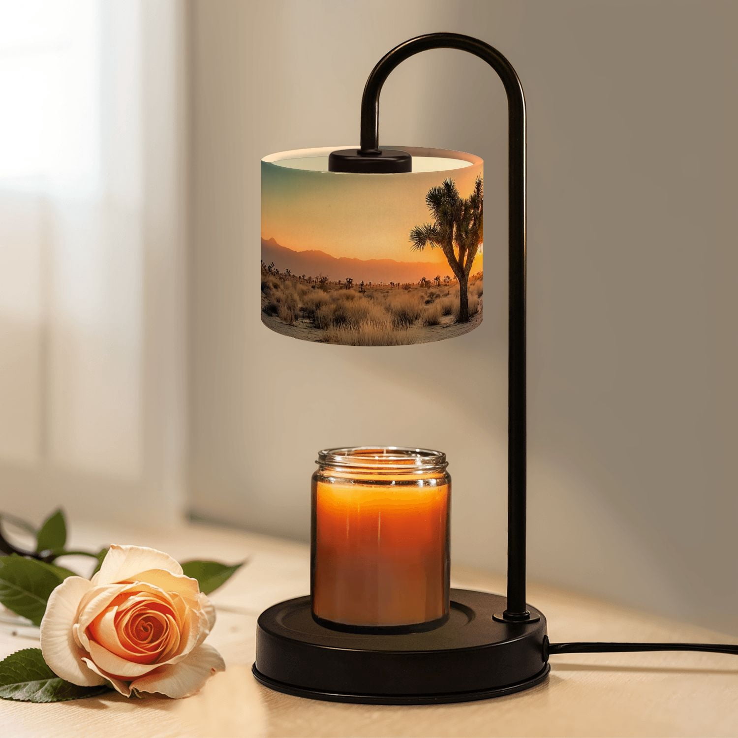 Candle Warmer Lamp with Timer Dimmer Sunset desert landscape Joshua ...