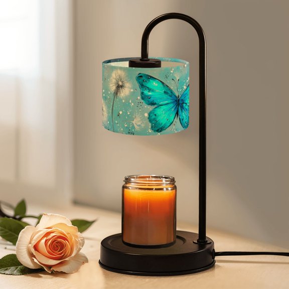Candle Warmer Lamp with Timer Dimmer Teal Dandelion Butterfly Modern Teal Grey Aesthetic Candle Lamp Warmer for Jar Candle with 4 Bulbs Gifts for Women House Warming Gifts