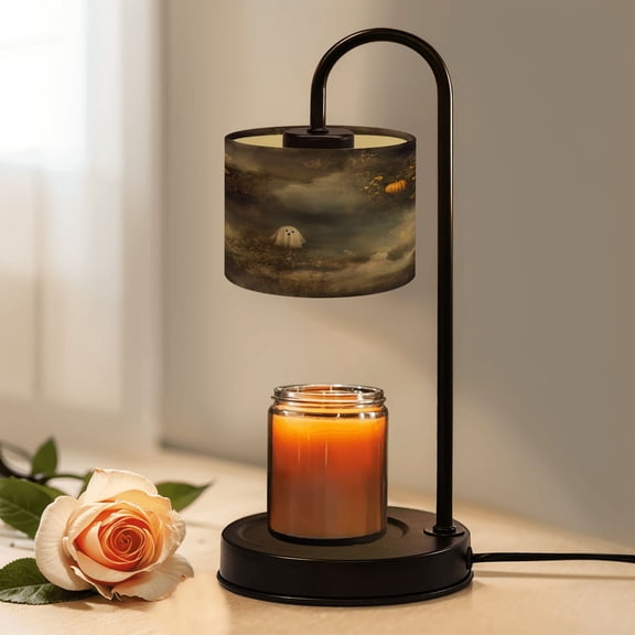 Candle Warmer Lamp with Timer & Dimmer Vintage Halloween Ghost Pumpkin Autumn White Ghost Sheet Black Hollow Fits All Jar Scented Candles Mother's Day Gift for Women Mom Her House Warming Gifts