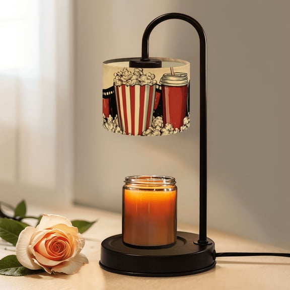 Candle Warmer Lamp with Timer Dimmer Vintage Movie Black Red Classic Cinema Popcorn Film Reel Candle Lamp Warmer for Jar Candle with 4 Bulbs Gifts for Women House Warming Gifts