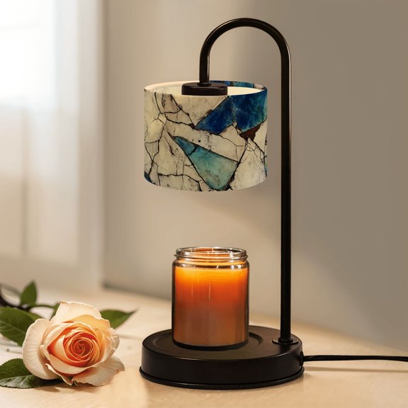 Candle Warmer Lamp with Timer Dimmer blue gray tone marble stone marble floor Candle Lamp Warmer for Jar Candle with 4 Bulbs Gifts for Women House Warming Gifts
