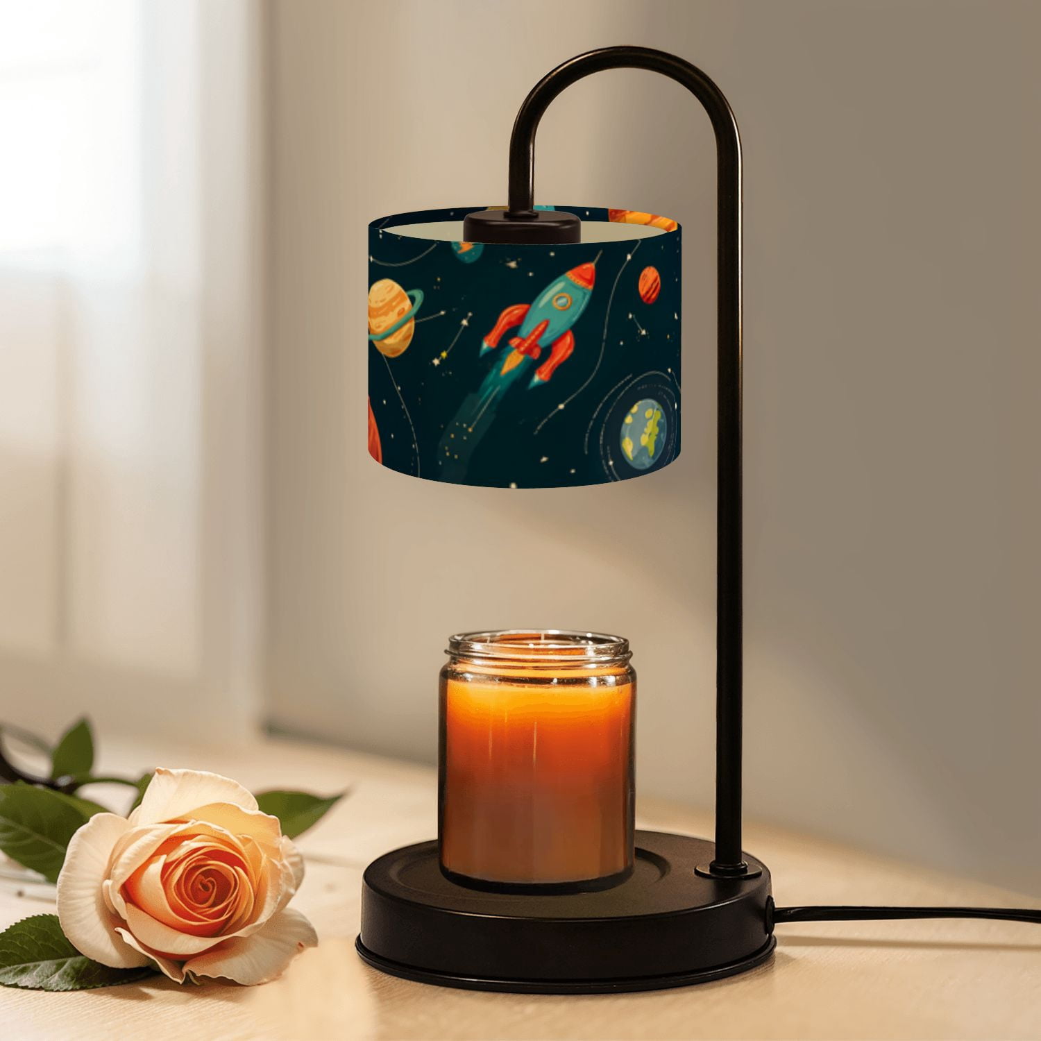 Candle Warmer Lamp with Timer Dimmer kids cartoon rocket planet space ...