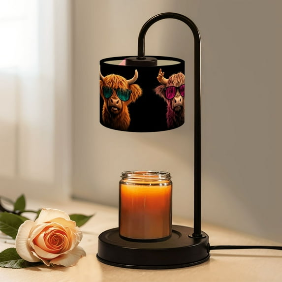 Candle Warmer Lamp with Timer, Highland Cow Navidad Winter Holiday Rustic Funny Animal Non-slip Wireless Remote Control Wax Melts Warmer with 4 Bulbs for Home Office Dorm, Birthday Gifts for Women