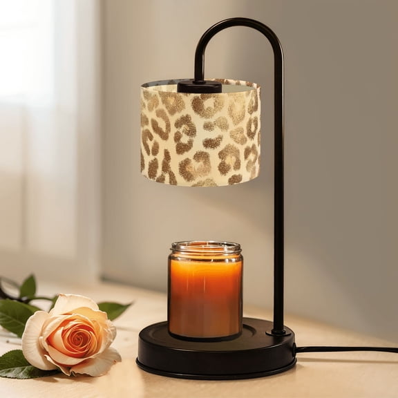 Candle Warmer Lamp with Timer, Leopard print gold texture Non-slip Wireless Remote Control Wax Melts Warmer with 4 Bulbs for Home Office Dorm, Birthday Gifts for Women