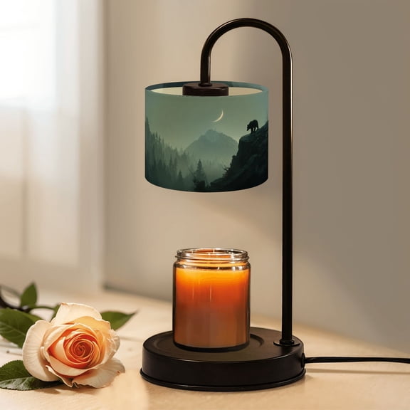 Candle Warmer Lamp with Timer, Majestic Bear Cub Overlooking Fog Covered Forest Non-slip Wireless Remote Control Wax Melts Warmer with 4 Bulbs for Home Office Dorm, Birthday Gifts for Women