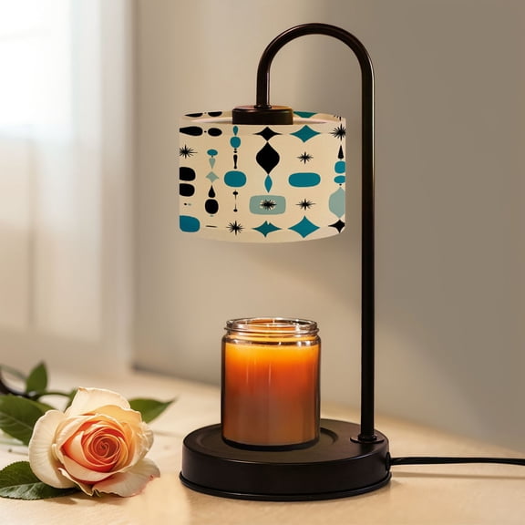 Candle Warmer Lamp with Timer, Mid Century Retro Abstract Geometric Space Vintage Non-slip Wireless Remote Control Wax Melts Warmer with 4 Bulbs for Home Office Dorm, Birthday Gifts for Women