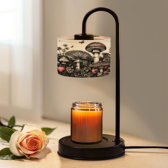 Candle Warmer Lamp with Timer, Mushrooms Strawberries Dragonflies Leaves Flowers Non-slip Wireless Remote Control Wax Melts Warmer with 4 Bulbs for Home Office Dorm, Birthday Gifts for Women