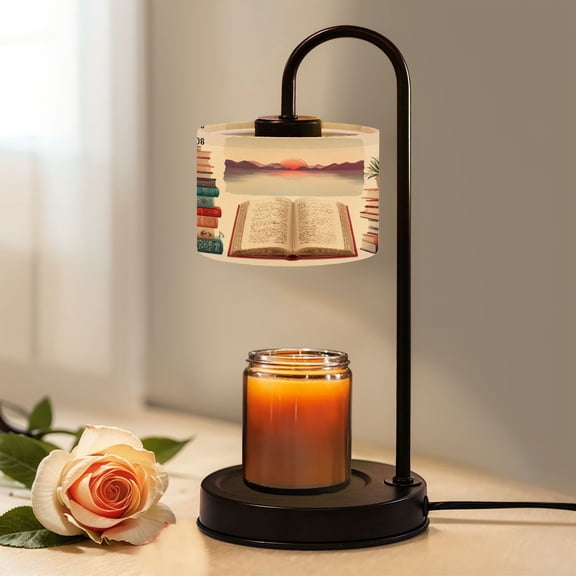 Candle Warmer Lamp with Timer, Reading Classroom Library Book themed Vintage Bookshelf Non-slip Wireless Remote Control Wax Melts Warmer with 4 Bulbs for Home Office Dorm, Birthday Gifts for Women