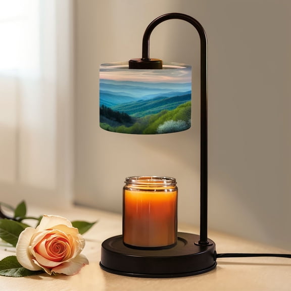 Candle Warmer Lamp with Timer, Scenic Blue Ridge Parkway Appalachians Smoky Mountains Non-slip Wireless Remote Control Wax Melts Warmer with 4 Bulbs for Home Office Dorm, Birthday Gifts for Women