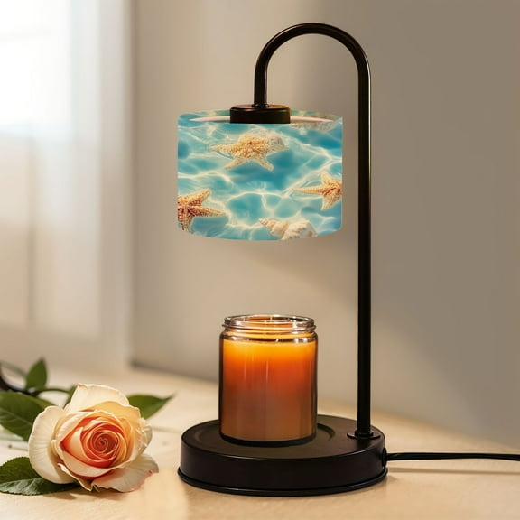 Candle Warmer Lamp with Timer, Starfish Seashells Floating Water Non-slip Wireless Remote Control Wax Melts Warmer with 4 Bulbs for Home Office Dorm, Birthday Gifts for Women