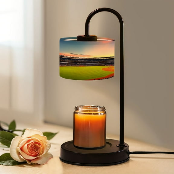 Candle Warmer Lamp with Timer, Vibrant Evening Crowded Baseball Stadium Sunset Sky Non-slip Wireless Remote Control Wax Melts Warmer with 4 Bulbs for Home Office Dorm, Birthday Gifts for Women
