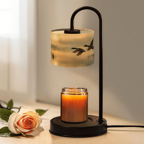 Candle Warmer Lamp with Timer, Vintage Mallard Duck Hunting Countryside Wildlife Nature Non-slip Wireless Remote Control Wax Melts Warmer with 4 Bulbs for Home Office Dorm, Gifts for Women Mom