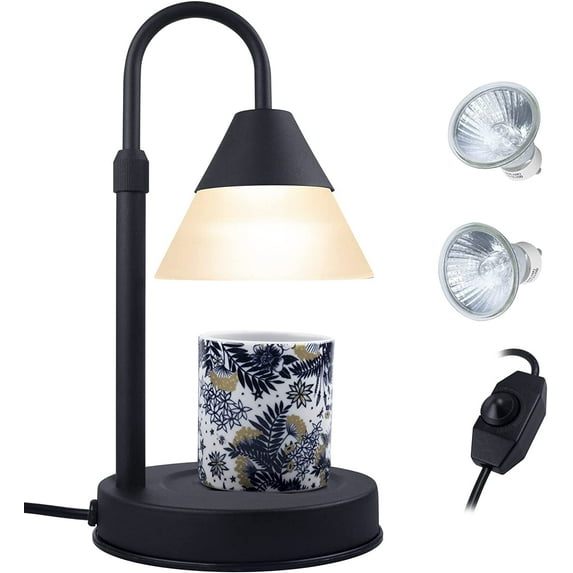 Candle Warmer Lamp for Jar Candles, Dimmable Metal Candle Lamp Warmer Height Adjustable, Black Compatible with Candle Large Jar