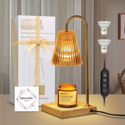 Candle Warmer Lamp with Timer Bedside Lamps for Bedroom Compatible with Large And Small Candle Jars, Gold Dimmable Candle Warm Lamp with 2 Bulbs