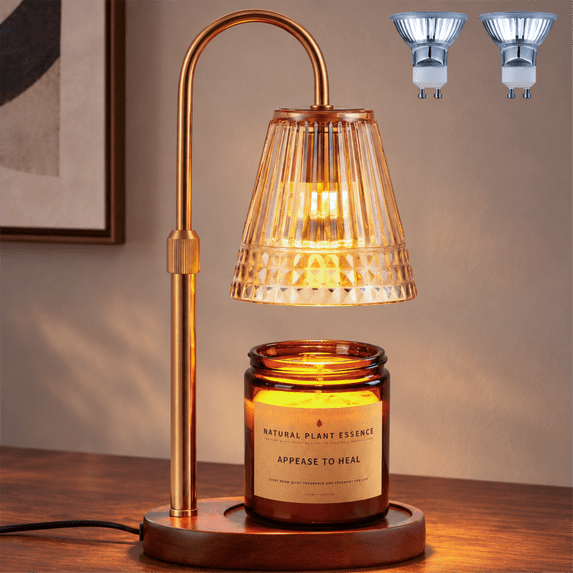 Candle Warmer Lamp with Timer Dimmable Wax Warmer Lamp for Jar Candles Height Adjustable Champagne Gold Home Decor Gift