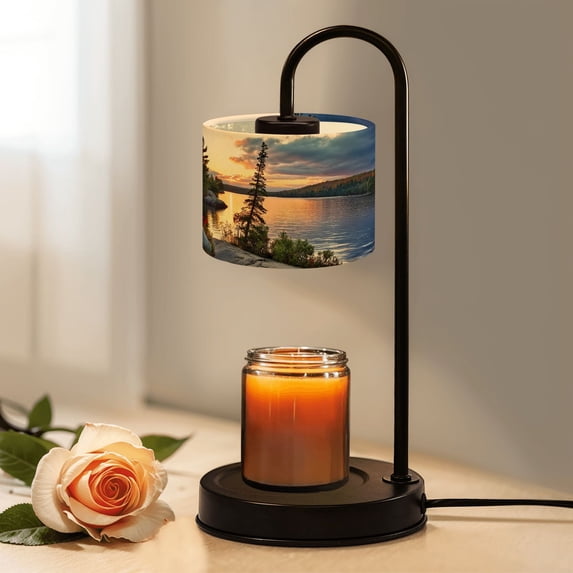 Candle Warmer Lamp with Timer Dimmer Dramatic sunset lake Candle Lamp Warmer for Jar Candle with 4 Bulbs Gifts for Women House Warming Gifts