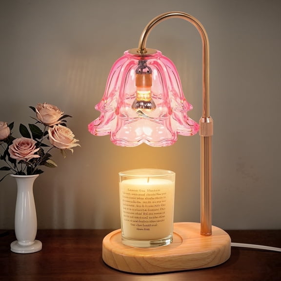 Candle Warmer Lamp with Timer and Dimmer, Dimmable Adjustable Height Candle Warming Lamp, Gifts Wax Melt Light, Pink