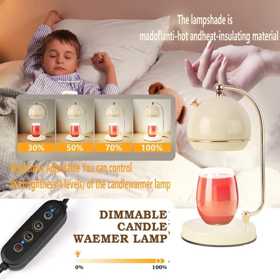 Candle Warmer Sale Lamp with 4-Level Dimmable & 2H/4H/8H Timer - Anti-Scalding Heat Insulating Design, Aesthetic Bedside Lamp for Bedroom, Christmas Decor Gift for Women/Men/Mothers