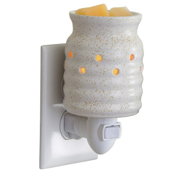 Candle Warmers Etc Pluggable Fragrance Warmer- Decorative Plug-in for Warming Scented Candle Wax Melts and Tarts or Fragrance Oils, White Farmhouse
