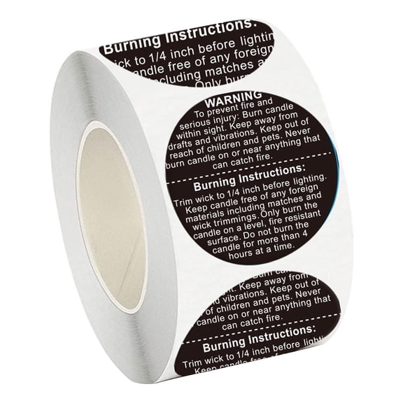 Candle Warning Labels 1.00 Pieces, Safety Label Sticker Decal, Melting Safety Stickers for Candle Making, Tins, Container, Jars, and Votives