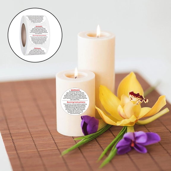 Candle Warning Labels 1.5 Inch 500 Pcs, Labels Sticker Decal, Melting Stickers for Candle Making, Tins, Container, Jars, And Votives