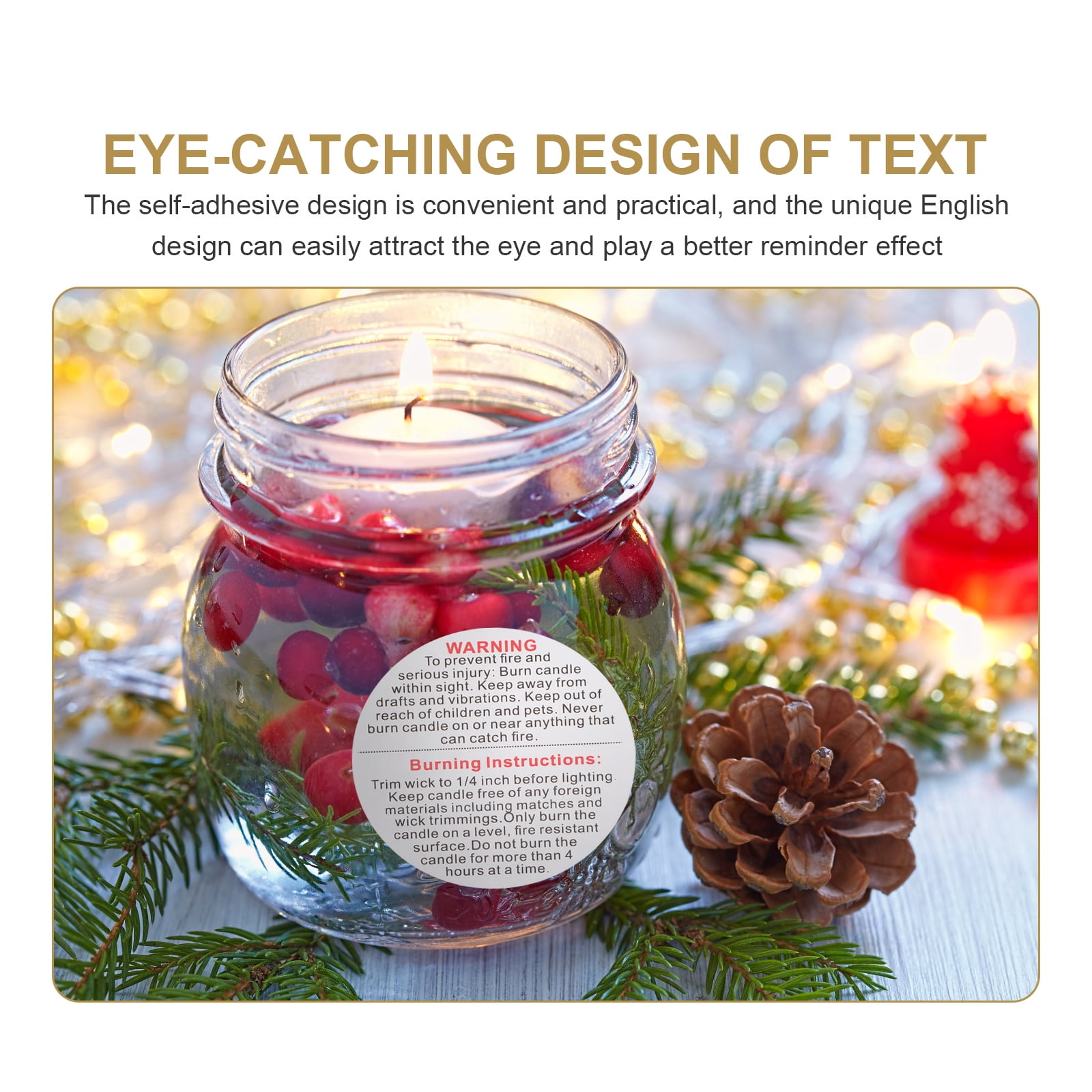 Candle Warning Labels 1 Roll Selfadhesive Candle Warning Stickers