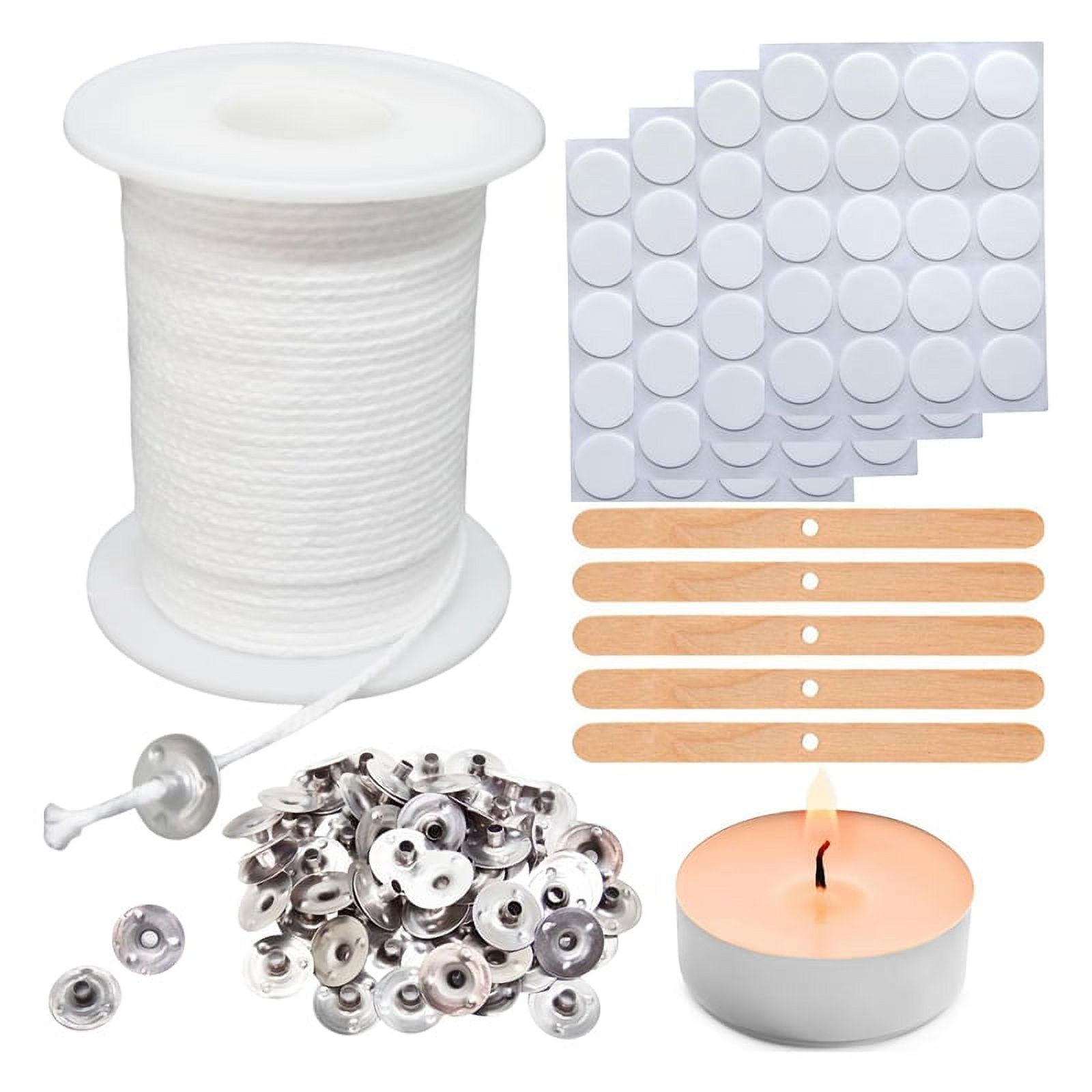 Candle Wick Roll with 100 Pcs Candle Wick Sustainer Tabs, 80Pcs Candle