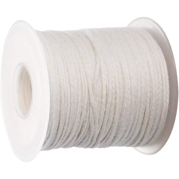 Candle Wick Spool, Cuttable DIY Craft Replacement Candle Wick, 61 Meters White Cotton Wick for Lanterns, Kerosene, Alcohol Burner, Paraffin Candles, Party and Holiday Festive Crafts
