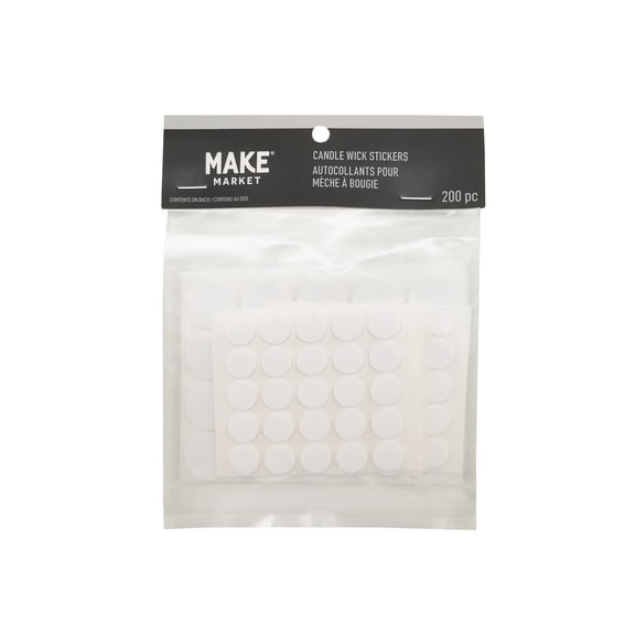Candle Wick Stickers by Make Market Adhesive Dots in 12mm & 20mm Sizes for DIY Candle Making - 200ct Per Pack - 12 Pack