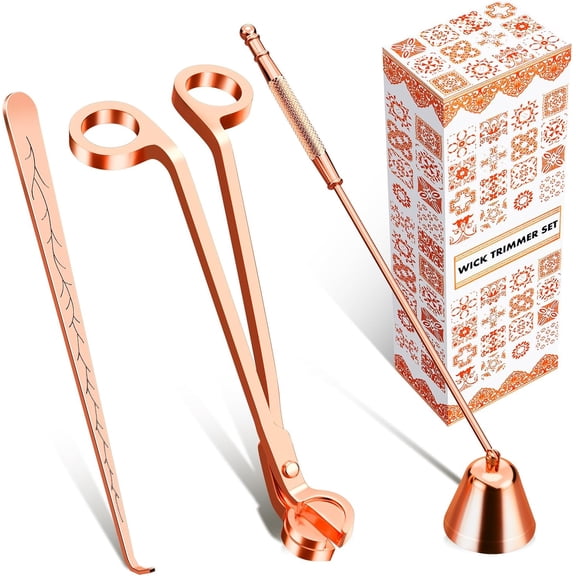 Candle Wick Trimmer, Candle Snuffer and Wick Dipper & Candle Accessory Set, 3 in 1 Candle Care Kit for Candle Lover (Gold)