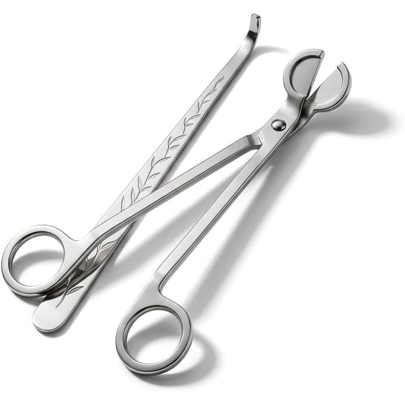 Candle Wick Trimmer and Snuffer Set, 7.9 inch Wick Scissors and Dipper Hook, 2-Piece Candle Accessory Kit, Copper Nickel Plated