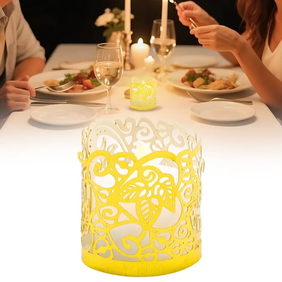 Candle Wraps, 1 PCS Flameless Tea Light Decorative Wraps Candles Holders for Festival Birthday Wedding Party (Gold)
