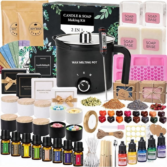 Candle and Soap Making Kit with Soy Wax Soap Base Melting Pot and Supplies