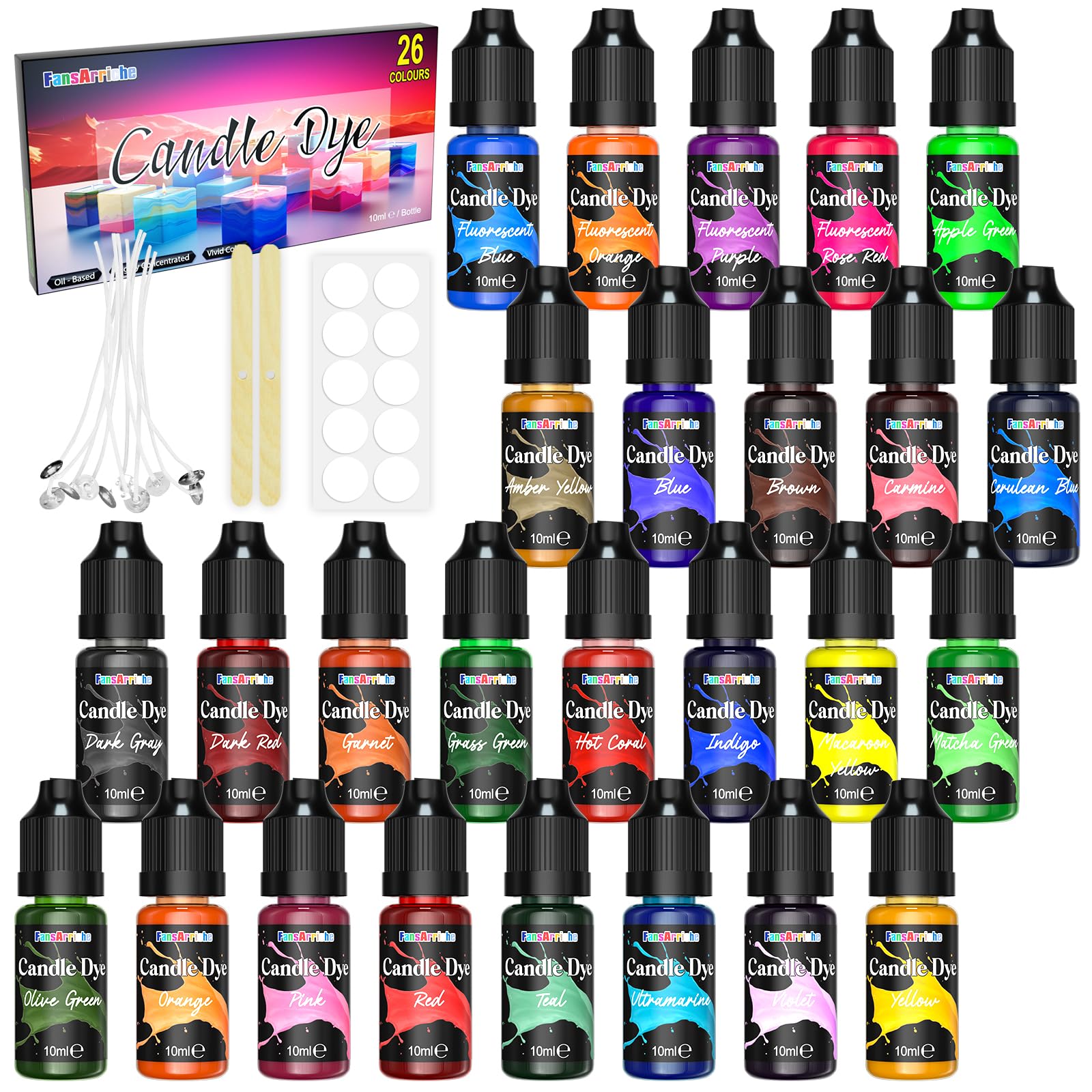 Candle dye 26 Colors Liquid OilBased dye for Candle Wax, Vivid