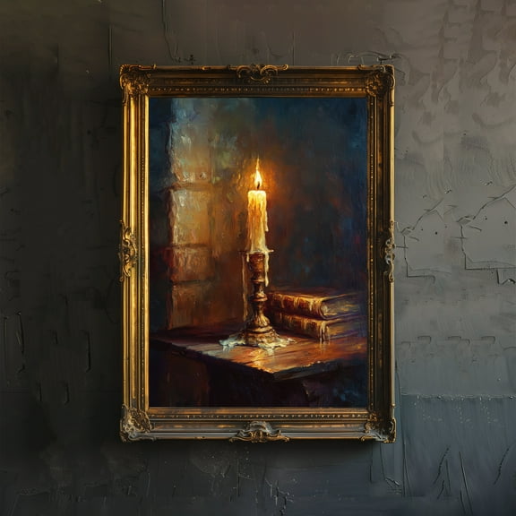 Candle in Dark Academia Style Poster Dark Academia Art Gothic Decor Antique Candle Illustration Rustic Vintage Wall Art