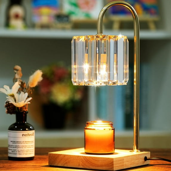Candle warmer lamp as a Present with Timer & Dimmer,Mothers Day Gifts for Mom Electric Candle Melter Top Melting, Crystal Glass Candle Heater Lamp for Scented Wax with 2 Bulbs (Champagne)