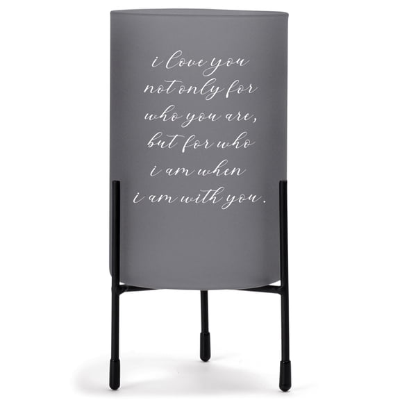 Elanze Designs I Love You Who You Are Grey 8 inch Glass Hurricane Candle Holder
