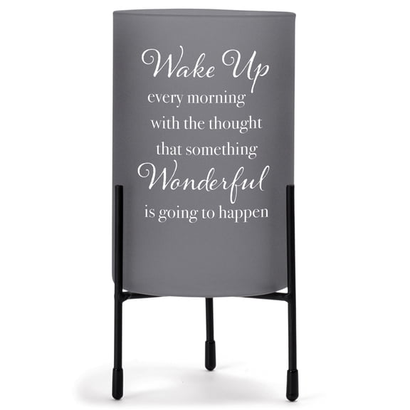 Elanze Designs Wake Up Wonderful Grey 8 inch Glass Hurricane Candle Holder
